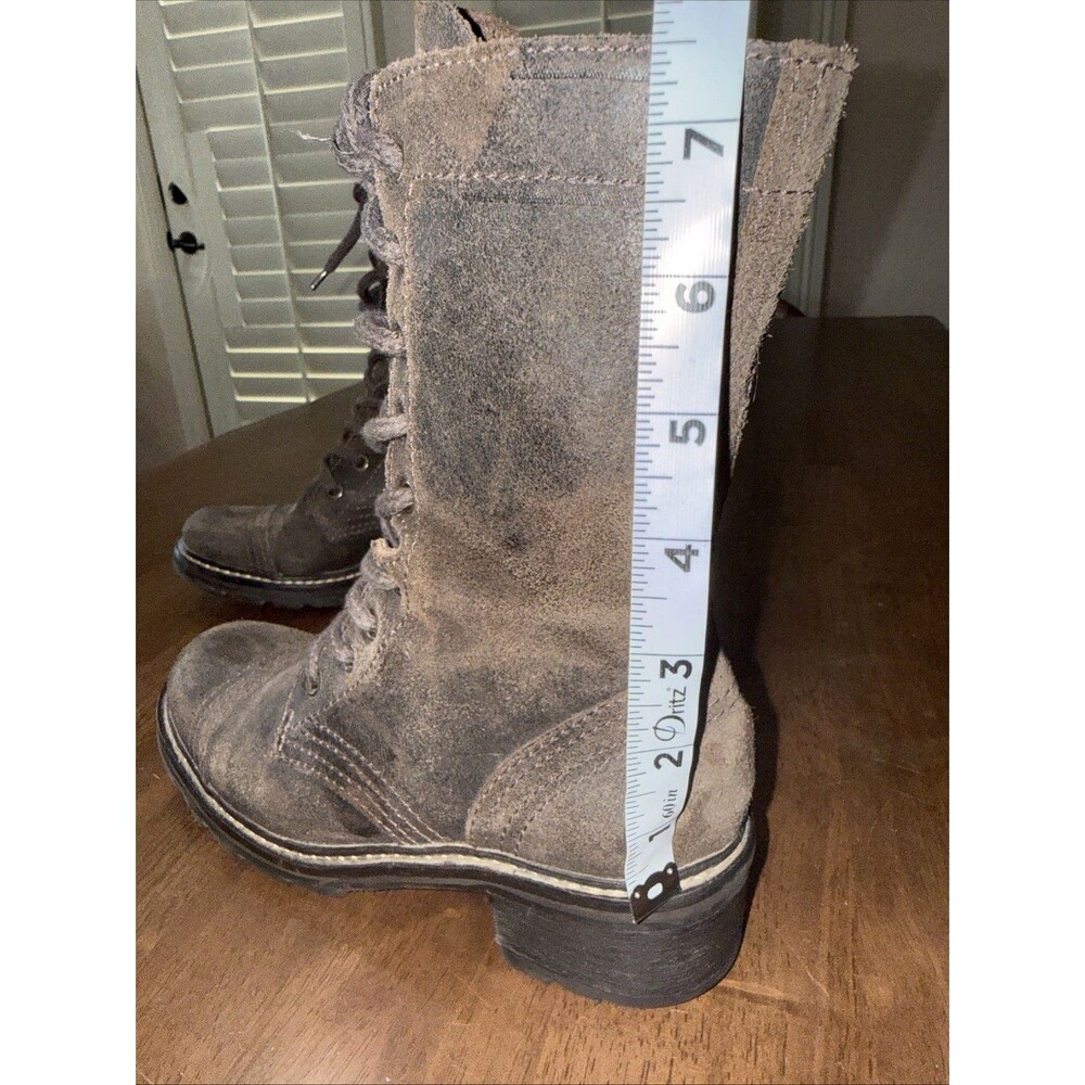 Donald J Pliner Gita Combat Boots Brown Oiled Suede Lace Up Moto Boots 5.5M - Picture 10 of 13